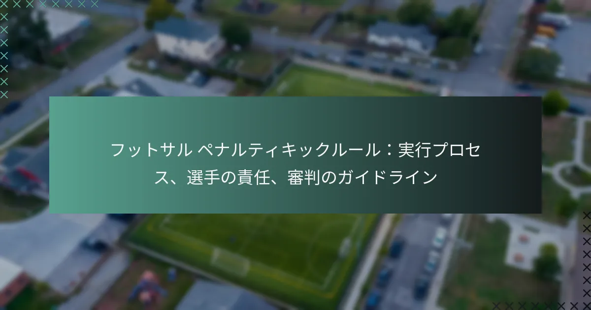 フットサル ペナルティキックルール:実行プロセス、選手の責任、審判のガイドライン