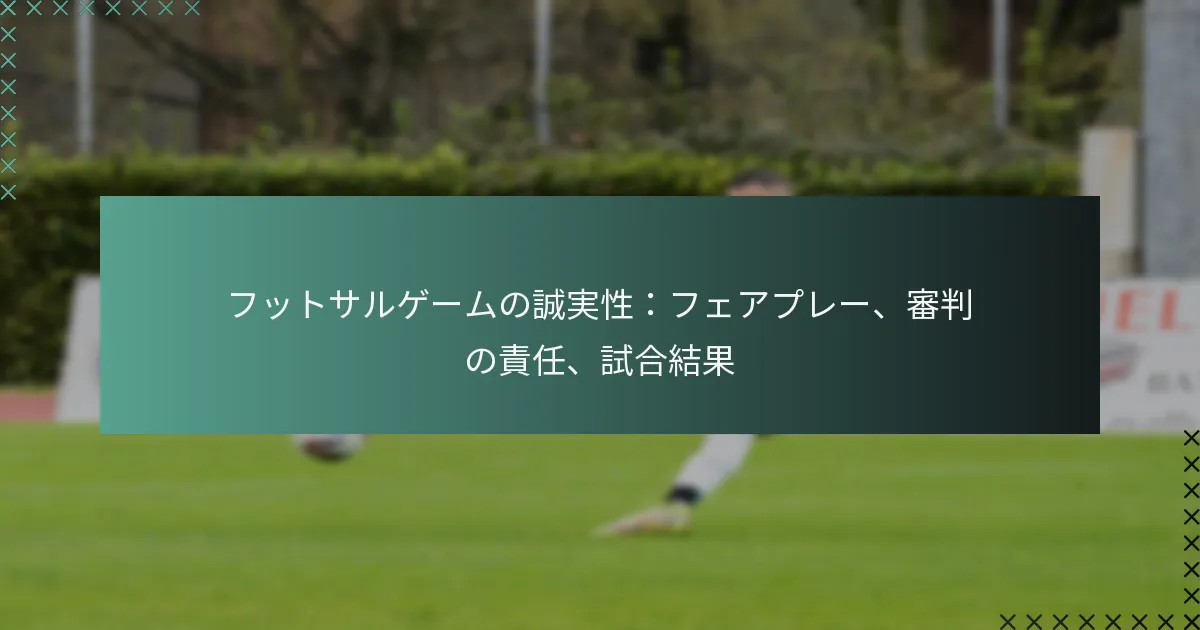 フットサルゲームの誠実性:フェアプレー、審判の責任、試合結果