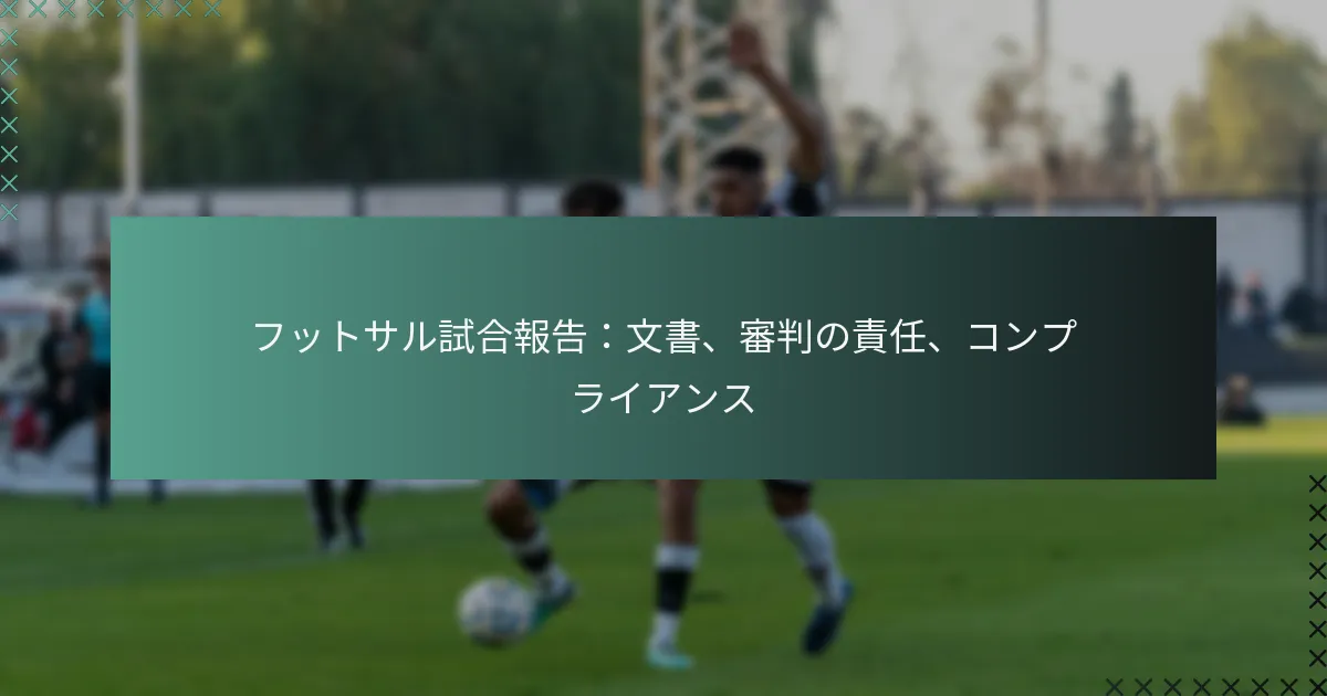 フットサル試合報告：文書、審判の責任、コンプライアンス